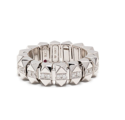 anillo piramidal en oro blanco de 18kt con diamantes